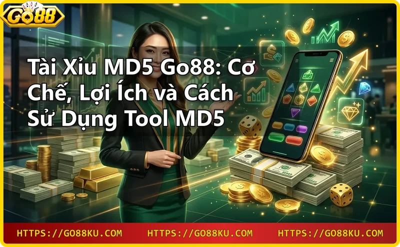 Màn hình điện thoại hiển thị giao diện tài xỉu MD5 với mã hash và biểu tượng bảo mật